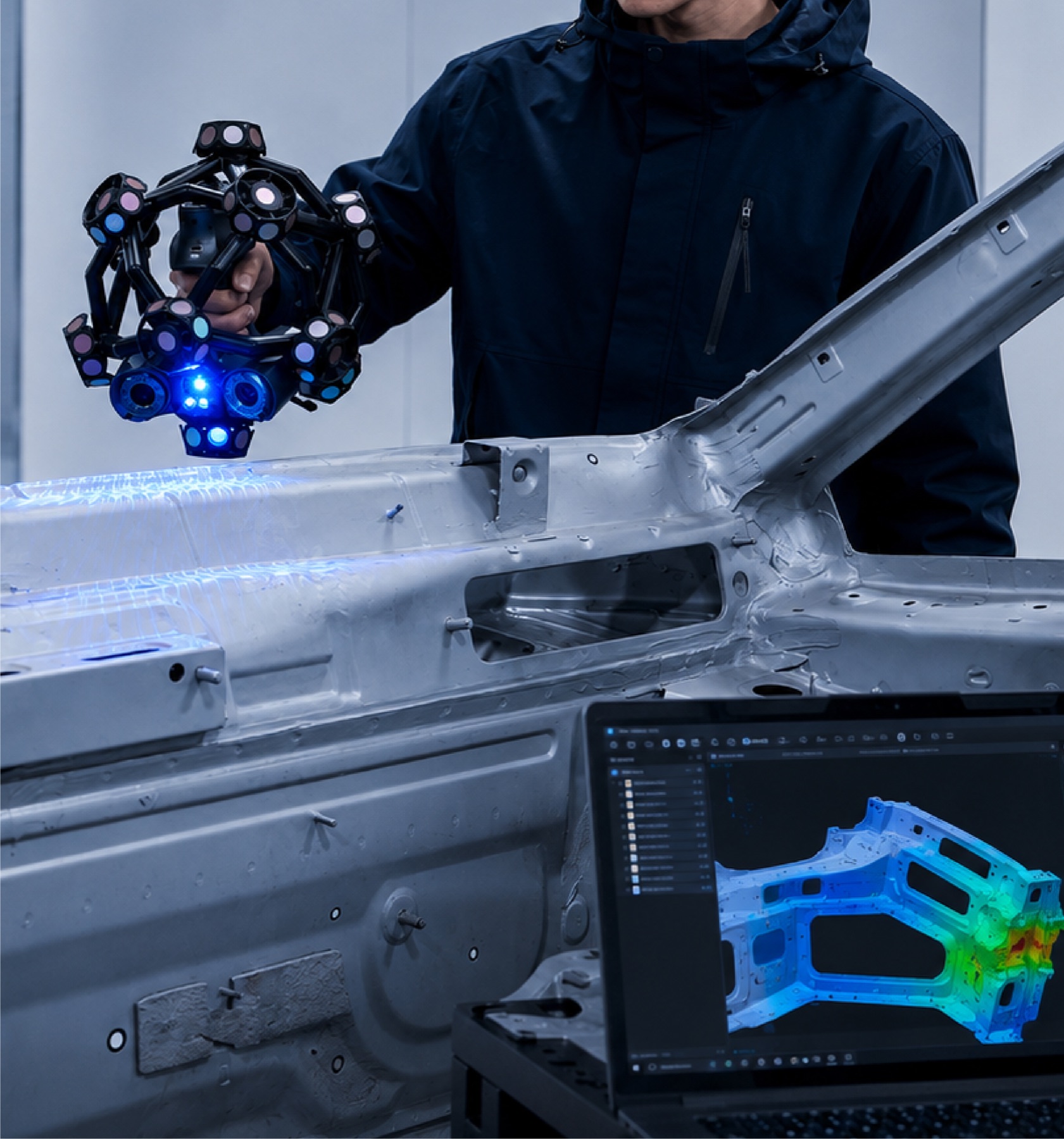 Optical inspection of an automotive structural body